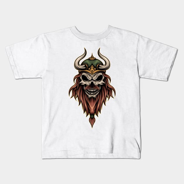 Skull viking Kids T-Shirt by JagatKreasi